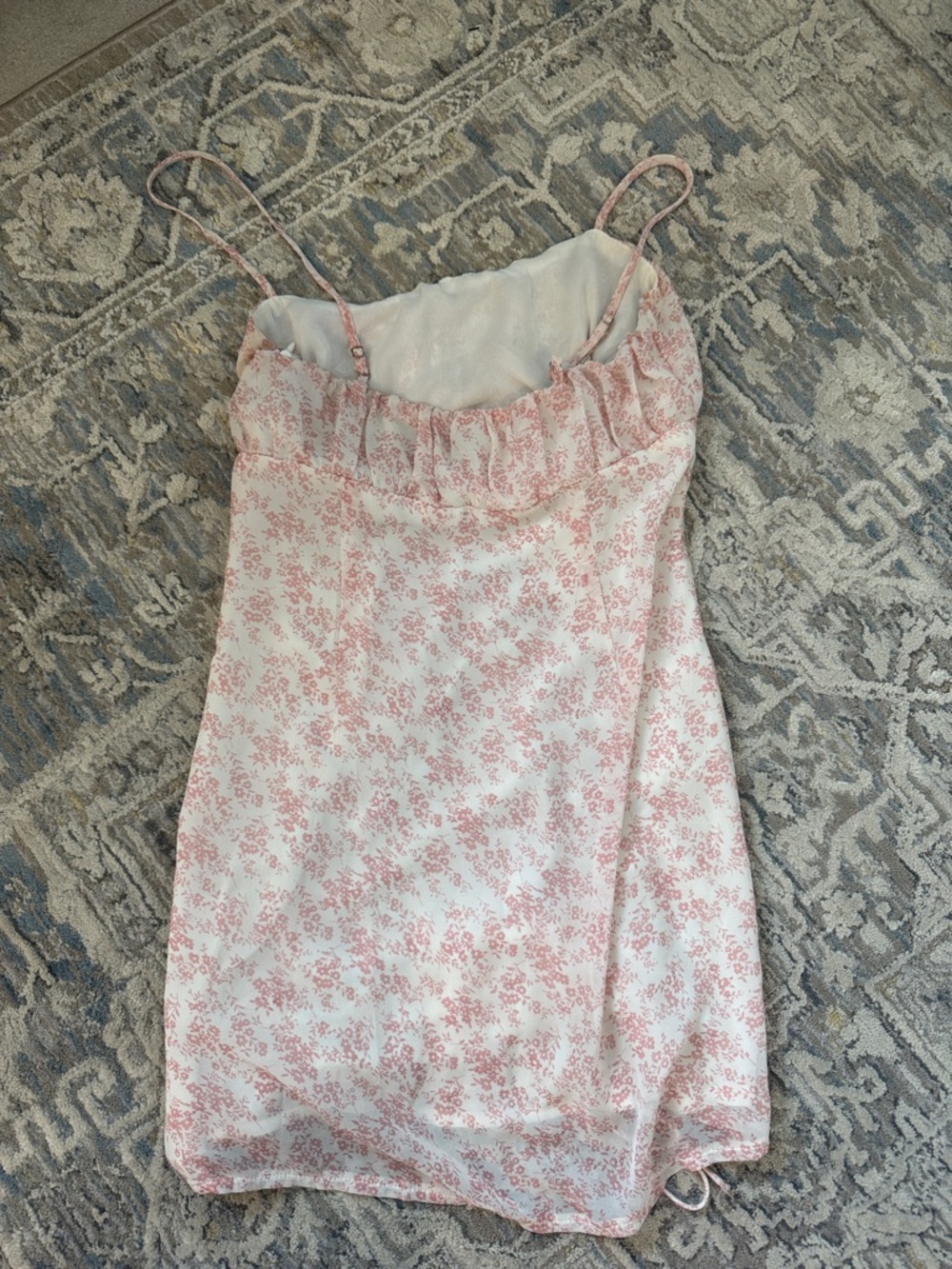 Pink Floral Ruched Mini Dress - Picture 2 of 2